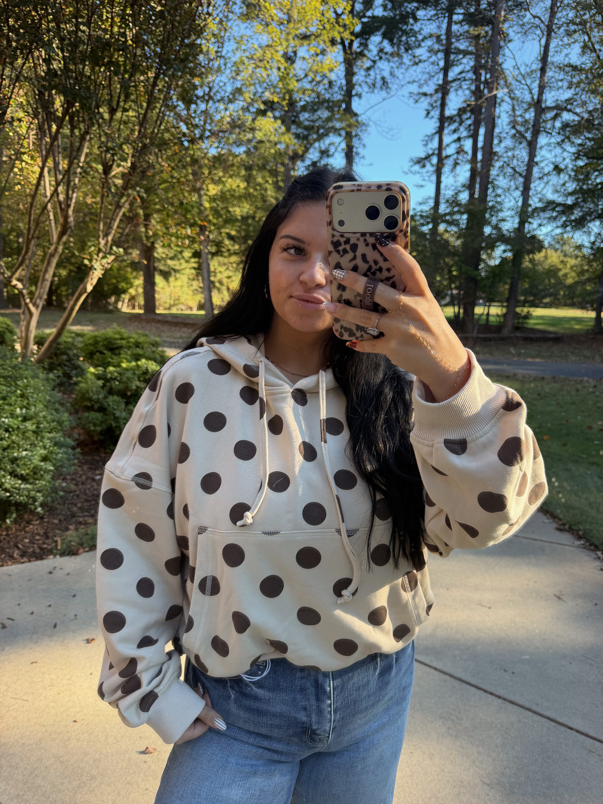 Cocoa Dots Fleece Hoodie