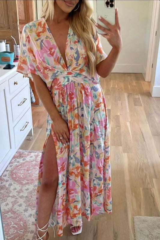 Pastel Floral Maxi Dress