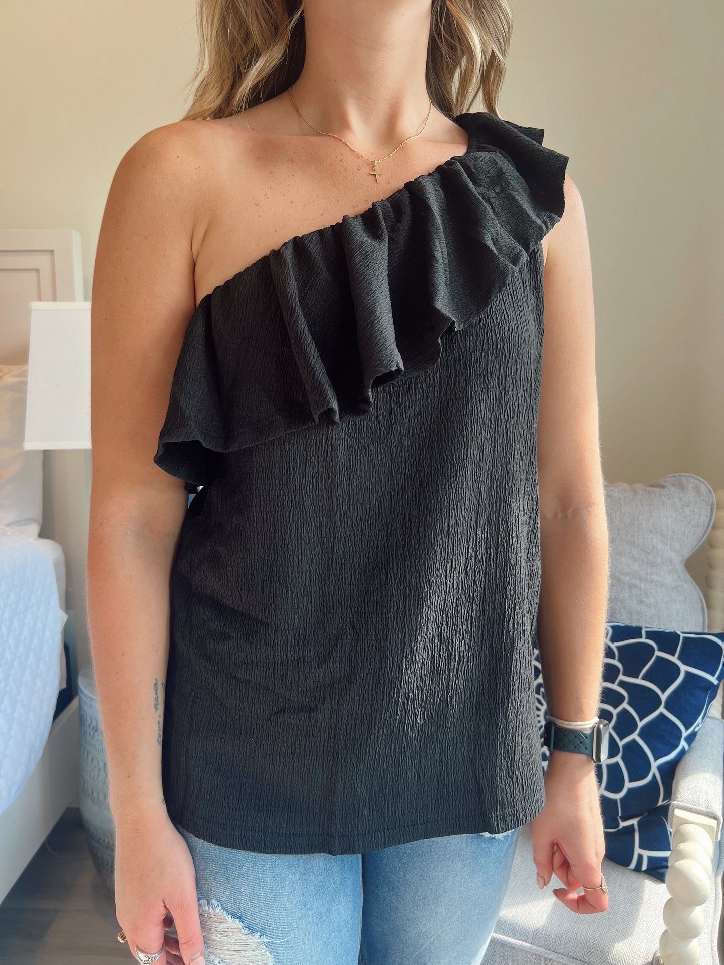 Aria One-Shoulder Ruffle Top