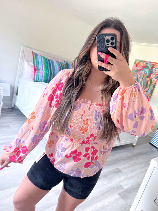 Long Sleeve Floral Blouse