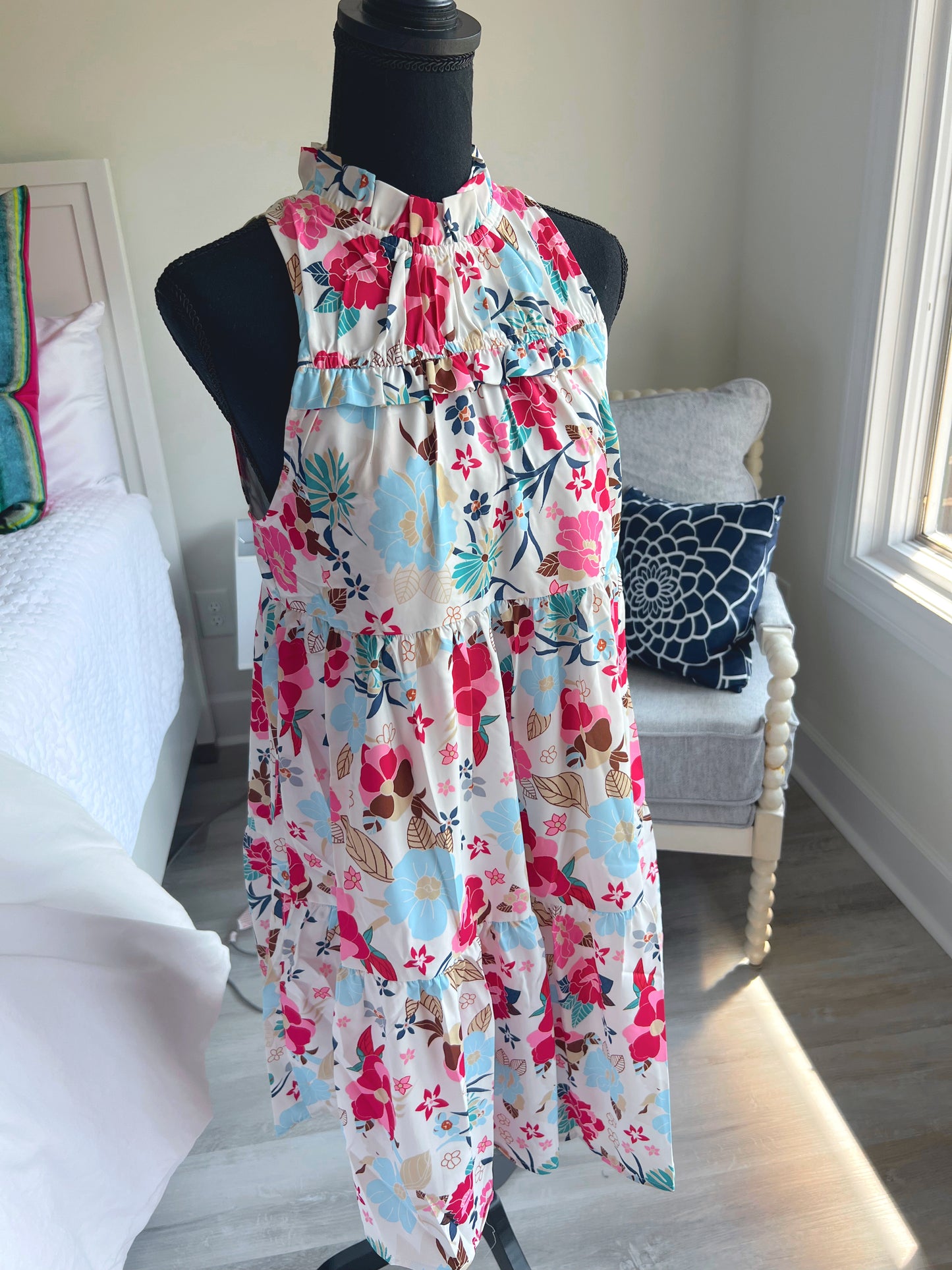 Highneck Floral Dress