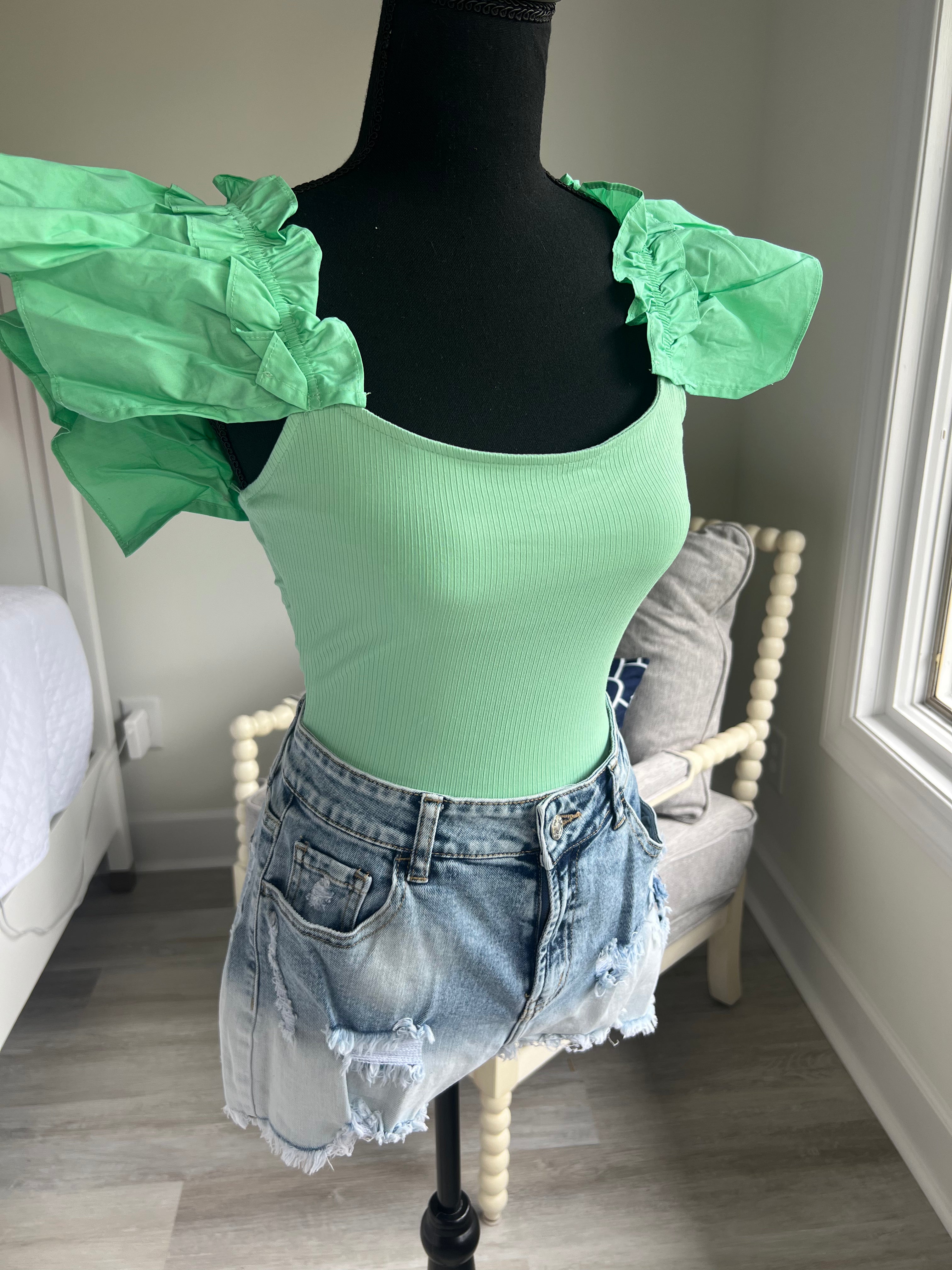 Ruffled Sleeve Bodysuit